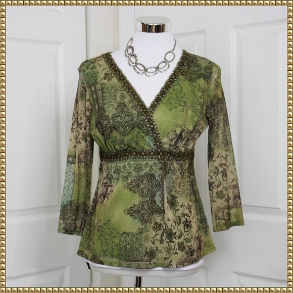 INC International Concepts Tops - INC Empire Waist Wrap Bust Blouse Size Medium